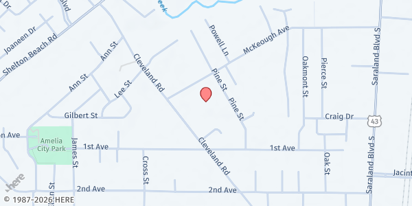 Map showing Stillwater Church at 415 McKeough Ave., Saraland, AL