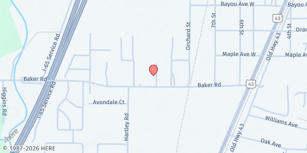 Map showing Robert E Lee Elementary at 251 Baker Rd, Satsuma, AL