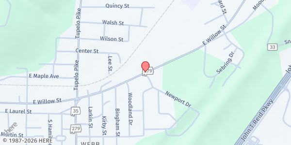 Map showing Salvation Army-Scottsboro at 1501 E. Willow St, Scottsboro, AL