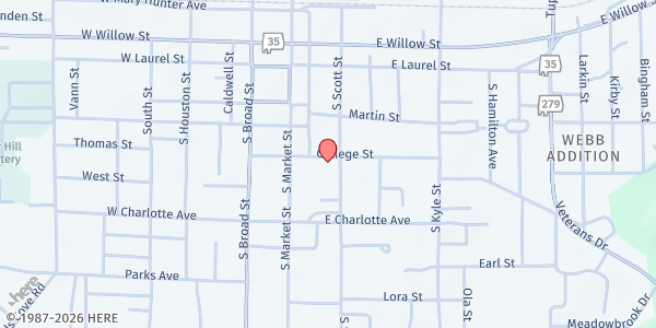 Map showing St. Luke's Episcopal Church at 402 Scott St., Scottsboro, AL