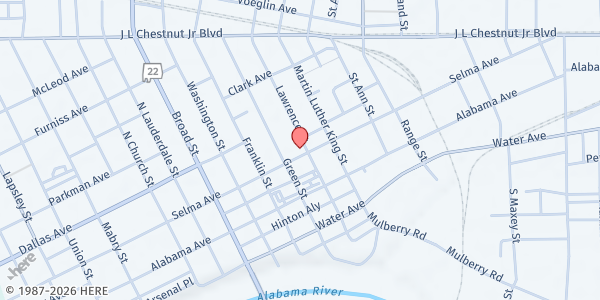 Map showing Abundant Life Center at 1417 Selma Ave., Selma, AL