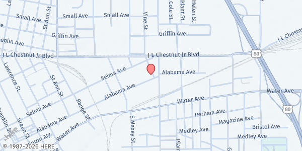 Map showing Alabama Avenue Church of God at 2259 Alabama Ave., Selma, AL