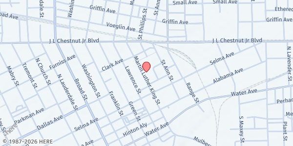 Map showing Brown Chapel AME Church at 410 Martin Luther King St., Selma, AL