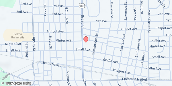 Map showing Edmundite Missions - Selma at 1428 Broad St., Selma, AL