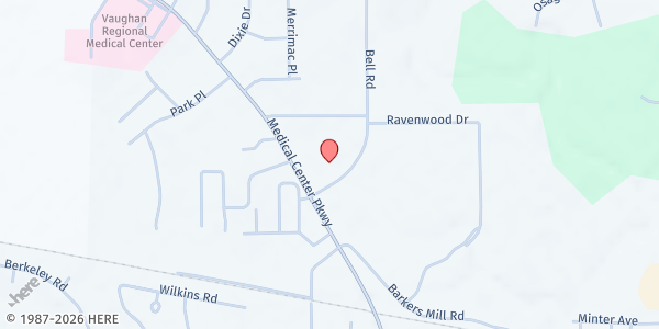Map showing Ellwood Community Church at 1 Bell Rd., Selma, AL