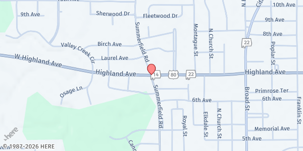 Map showing Selma Area Food Bank at 2300 Summerfield Road, Selma, AL