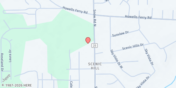 Map showing Holy Name of Jesus Catholic Church - Suzette's Food Pantry at 2275 Snow Rd. N., Semmes, AL