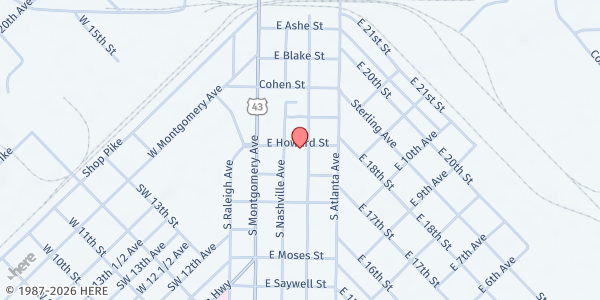 Map showing The Chapel at 600 Columbia Avenue, Sheffield, AL