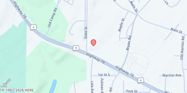 Map showing Sumiton Church of God at 50 Hosanna Dr., Sumiton, AL