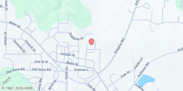 Map showing Sumiton Church of God at 50 Hosanna Drive, Sumiton, AL