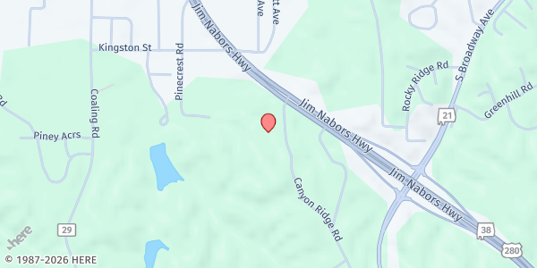 Map showing Alabama Childhood Food Solutions - Main Location at 114 Canyon Ridge Road, Sylacauga, AL