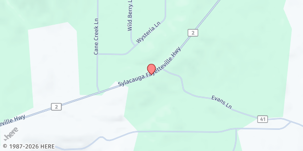 Map showing Alabama Childhood Food Solutions - Salem Baptist Satellite at Salem Baptist Church, Sylacauga, AL