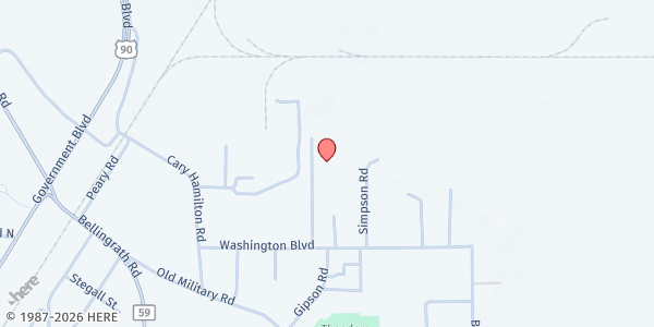 Map showing Burroughs Elementary at 6875 Burroughs Ln, Theodore, AL