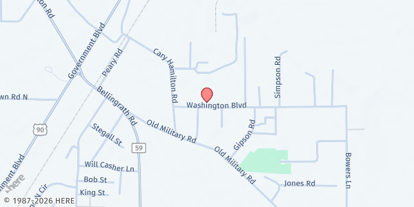 Map showing First United Methodist Church of Theodore at 5451 Washington Blvd, Theodore, AL