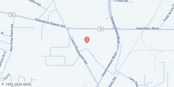 Map showing Hankins Middle School at 5750 Katherine Hankins Dr, Theodore, AL