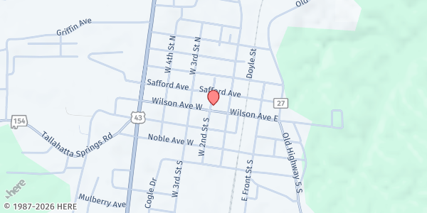 Map showing The Salvation Army - Thomasville at 122 Wilson Ave., Thomasville, AL