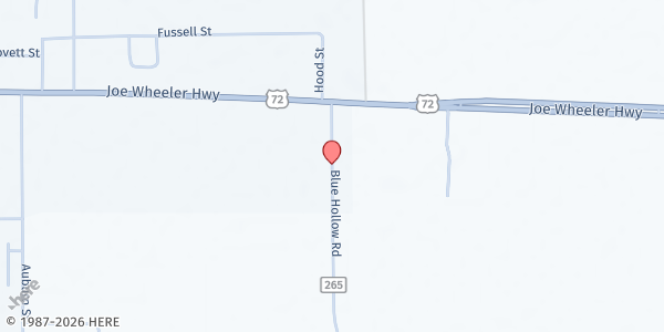 Map showing Lawrence County Dream Center at 1167 County Road 265, Town Creek, AL