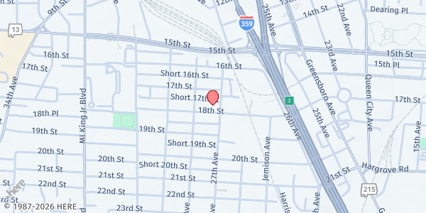 Map showing First Community Outreach at 2700 18th St, Tuscaloosa, AL
