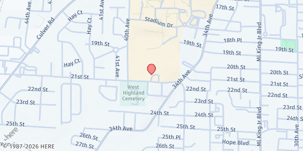Map showing New Heights Community Resource Center at 3834 21st St., Tuscaloosa, AL