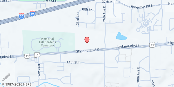 Map showing St. Matthias Episcopal Church at 2310 Skyland E. Blvd., Tuscaloosa, AL