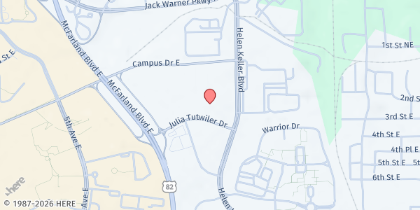 Map showing University Church of Christ - Harvest Hands at 1200 Julia Tutwiler Dr., Tuscaloosa, AL