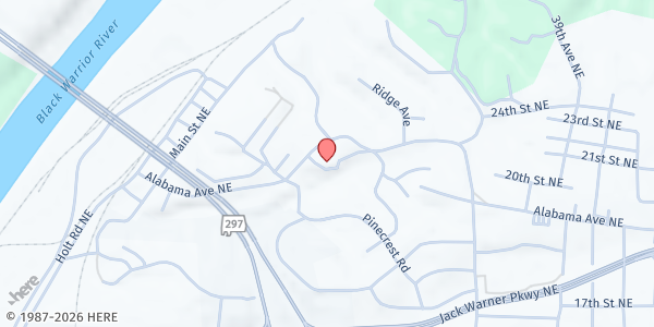 Map showing Wings of Grace Relief Center at 3101 Alabama Ave. NE, Tuscaloosa, AL