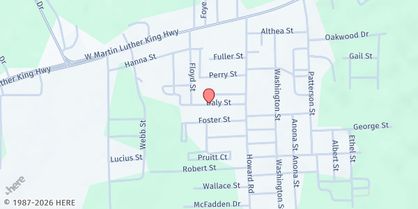 Map showing The Macon County Food Pantry at 3101 Daly St., Tuskegee, AL