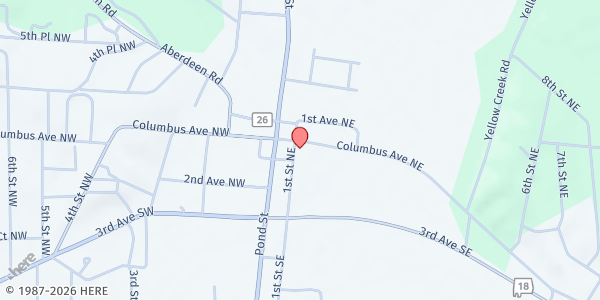 Map showing Grace Methodist Church at 250 1st St. NE, Vernon, AL