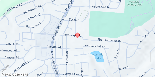 Map showing Vestavia Hills Methodist Church at 2061 Kentucky Ave., Vestavia Hills, AL