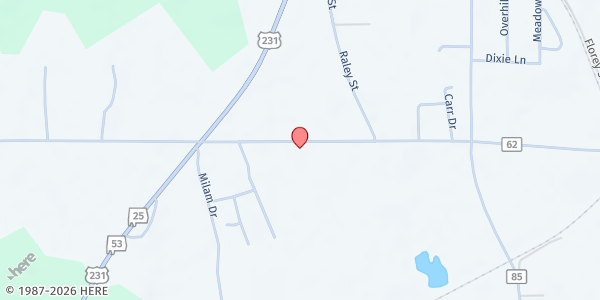 Map showing Build-A-Bridge at 7993 County Road 62, Vincent, AL