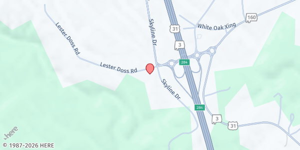 Map showing Faith Church of the Nazarene at 4820 Skyline Dr., Warrior, AL