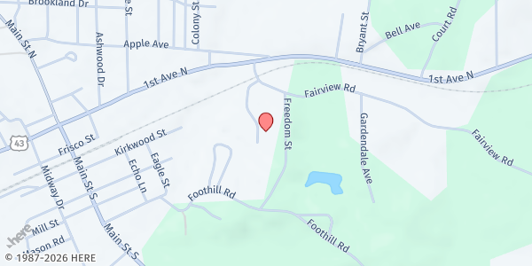 Map showing Bethel Apostolic Church at 271-191 Elm St., Winfield, AL