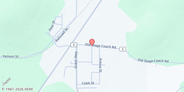 Map showing Helping Hands Pantry w/ Union Primitive Baptist at 292 Hodges St., Woodville, AL