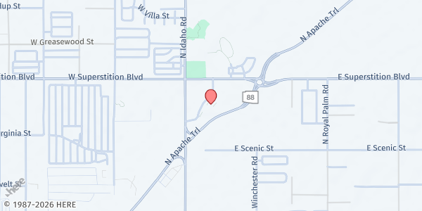 Map showing Superstition Community Food Bank at 575 N. Idaho Rd., Apache Junction, AZ