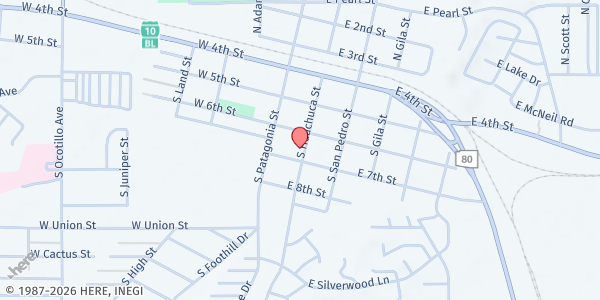 Map showing Benson Food Bank at 370 S. Huachuca St., Benson, AZ