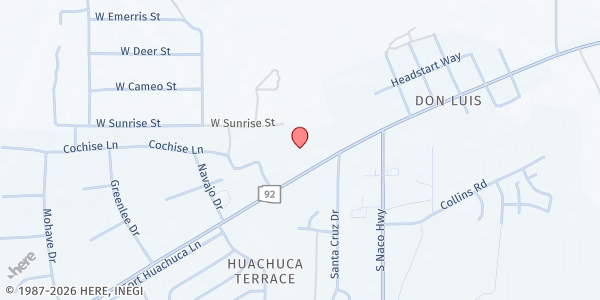 Map showing Loaves and Fishes Food Bank at 1056 Hwy. #92, Bisbee, AZ