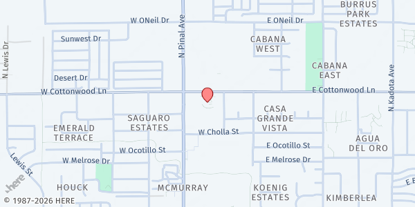Map showing Caring Hands of Pinal County at 241 W Cottonwood Ln Suite 110, Casa Grande, AZ