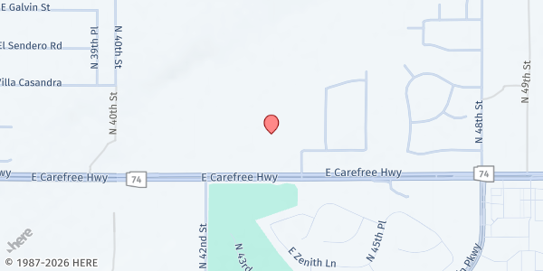 Map showing Foothills Food Bank - Cave Creek at 4250 E. Carefree Highway, Cave Creek, AZ