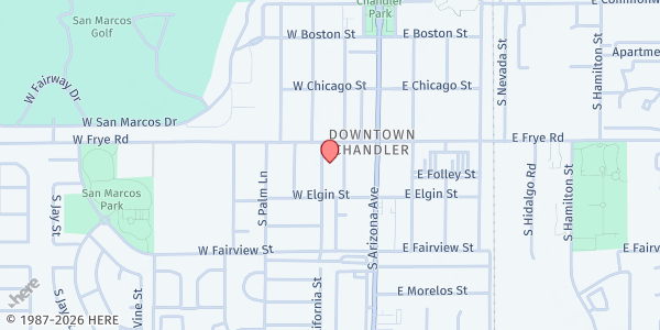 Map showing AZCEND at 345 S. California St., Chandler, AZ