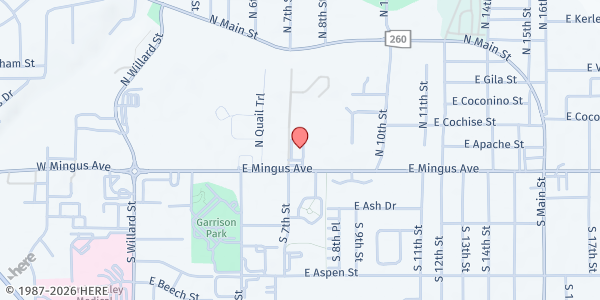 Map showing Project Rising Hope at 750 E Mingus Ave, Cottonwood, AZ