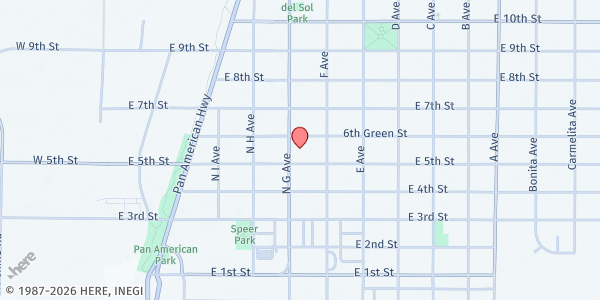 Map showing Society of St. Vincent de Paul - Douglas at 543 G Ave., Douglas, AZ