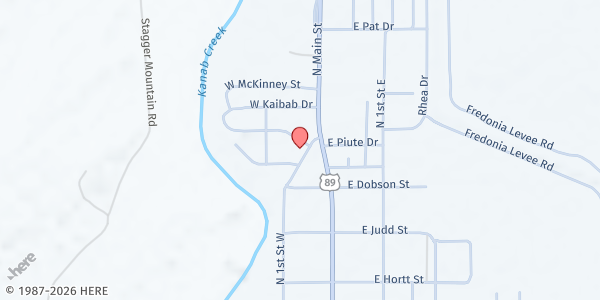 Map showing Town of Fredonia: Community Health Center at 100 E. Woodhill Rd., Fredonia, AZ