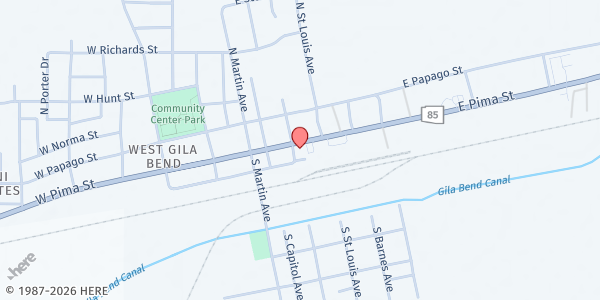 Map showing Town of Gila Bend Food Distribution at 303 E Pima St, Gila Bend, AZ