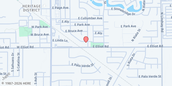 Map showing St. Anne Friends of the Needy - Main Location at 14 North Cottonwood Drive, Gilbert, AZ