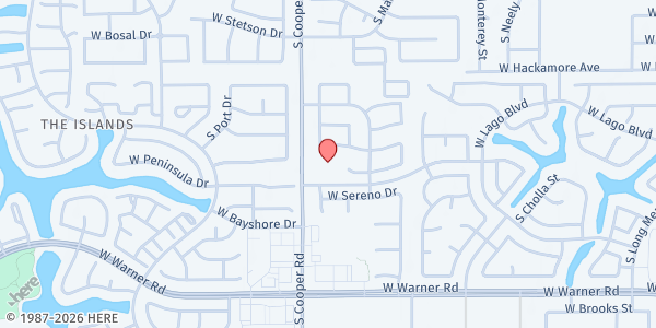 Map showing Vineyard Community Church at 601 S. Cooper Rd., Gilbert, AZ