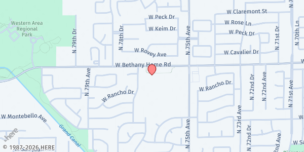 Map showing Glendale Elementary SD (System of Care Center) at 7677 W. Bethany Home Rd., Glendale, AZ