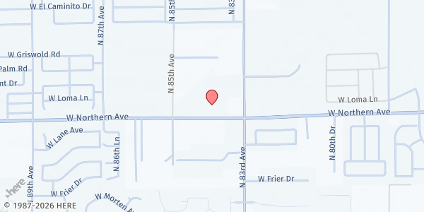 Map showing Harvest Church Assembly of God Inc Glendale at 8340 W Northern Ave, Glendale, AZ