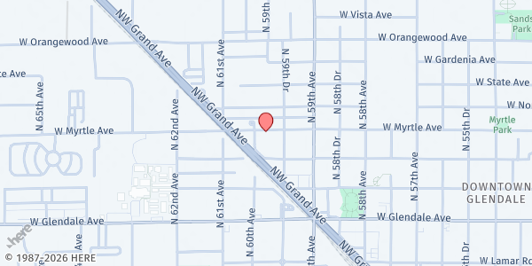 Map showing Solid Rock Community Development Corporation at 5955 W Myrtle Ave, Glendale, AZ