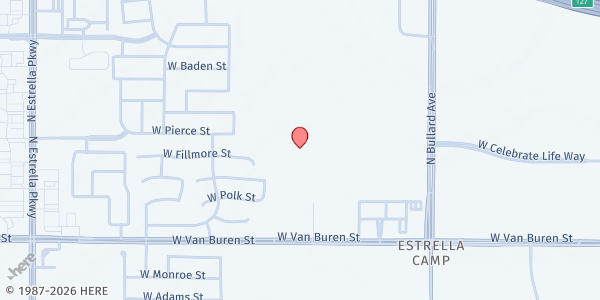 Map showing All Faith Community Services Goodyear at 14900 W Van Buren St, Goodyear, AZ