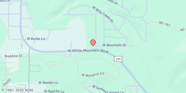 Map showing White Mountain Community Food Bank - Main Distribution Site at 820 N. Moonridge Dr., Lakeside, AZ